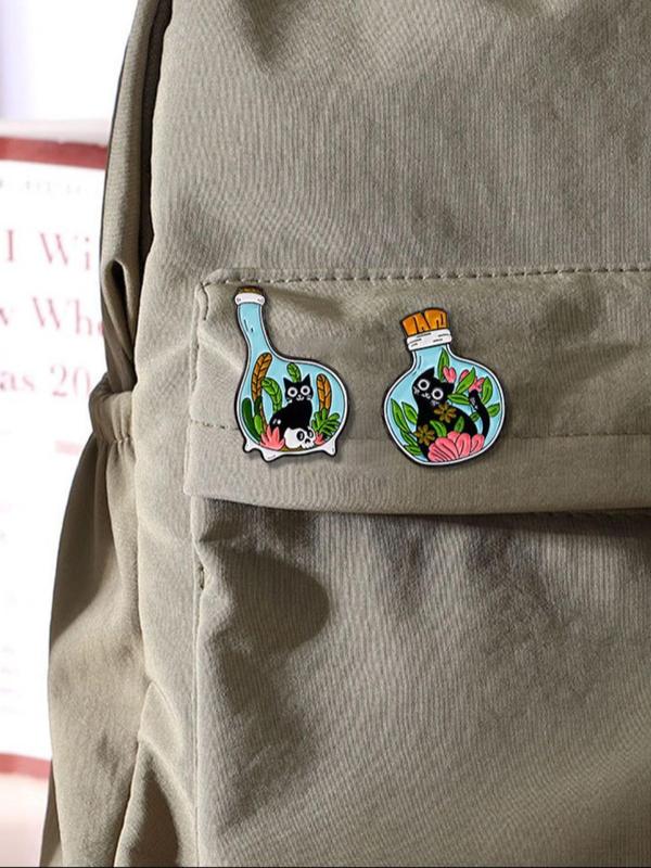 Cute Cartoon Cat Design Brooch Set, Cartoon Cat Badge for Clothes Backpack Hat Decoration, Fashion Accessories for Women & Men