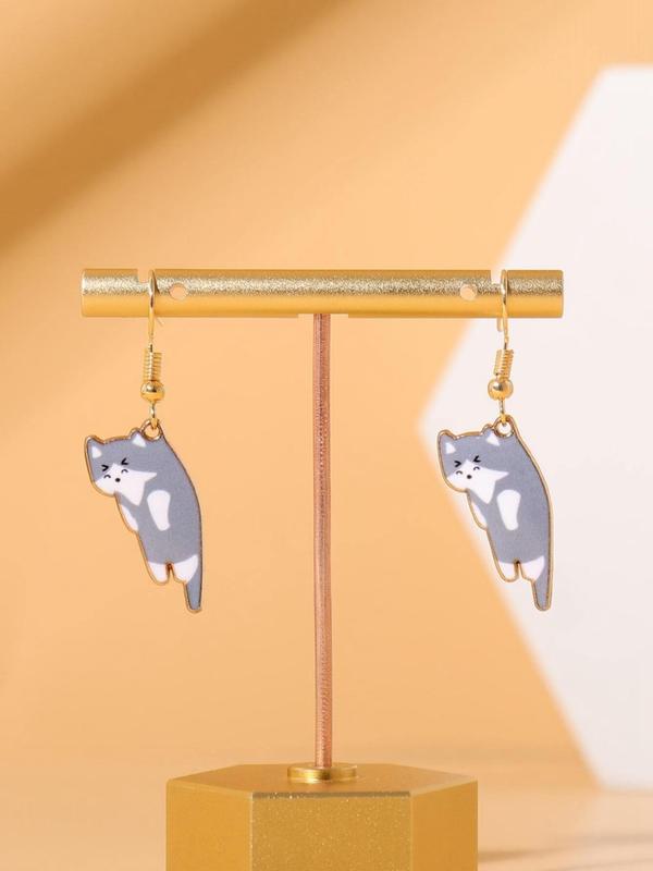 Cute Cat Design Dangle Earrings, Casual All-match Animal Design Jewelry for Girls Gift, Female Classic Fashion Accessories for Daily Wear