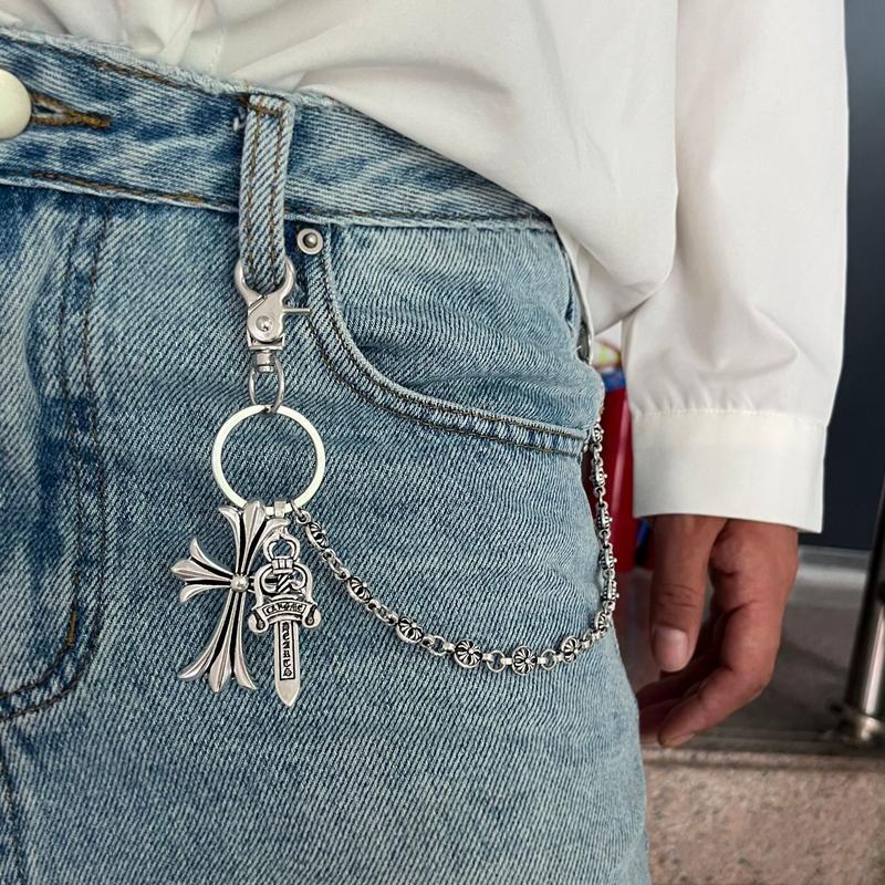 [Limited time offers] Multi-element trouser chainbag pendant sword round bead cross waist chainlobster buckle pendant jeans chain men andwomen