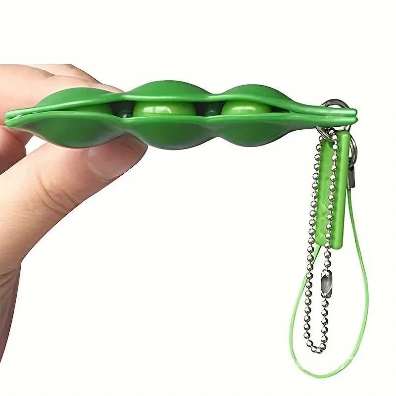 Cute Pea Design Keychain, Squeeze Toy with Key Ring, Stress Relief Toy, Car Keychain, Car Interior Decoration Accessories