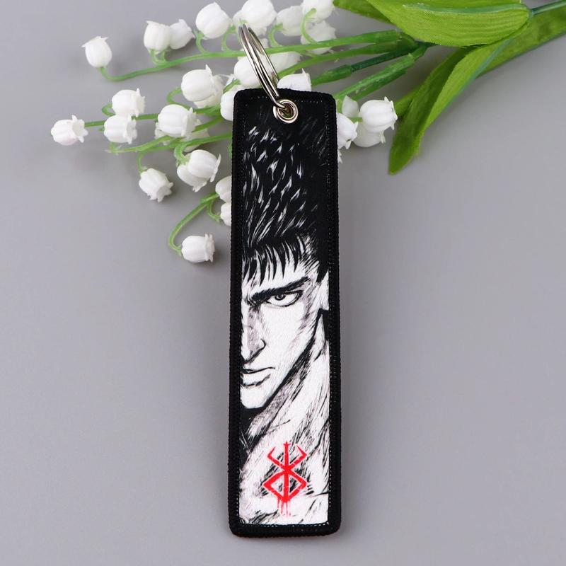 Anime Berserk Jet Tag Keychain for Motorcycles and Cars Key Tag Embroidery Keyring Women Men Fashion Jewelry Accessories Gifts