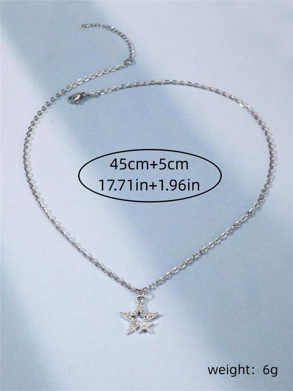 Rhinestone Star Decor Pendant Necklace for Women, Retro Jewelry for Party, Daily Clothing Decor, Summer Trendy All-match & Exquisite Jewelry for Birthday Gift