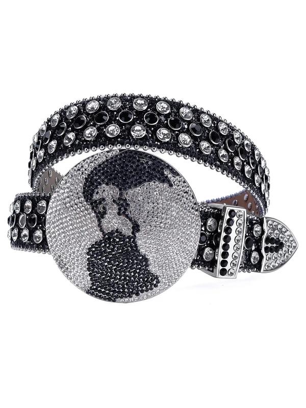 Rhinestone Decorated Bb Belt, Fashion Designer Belt for Women & Men, Trendy All-match & Exquisite Clothes Accessories for Daily & Party Clothing Decoration