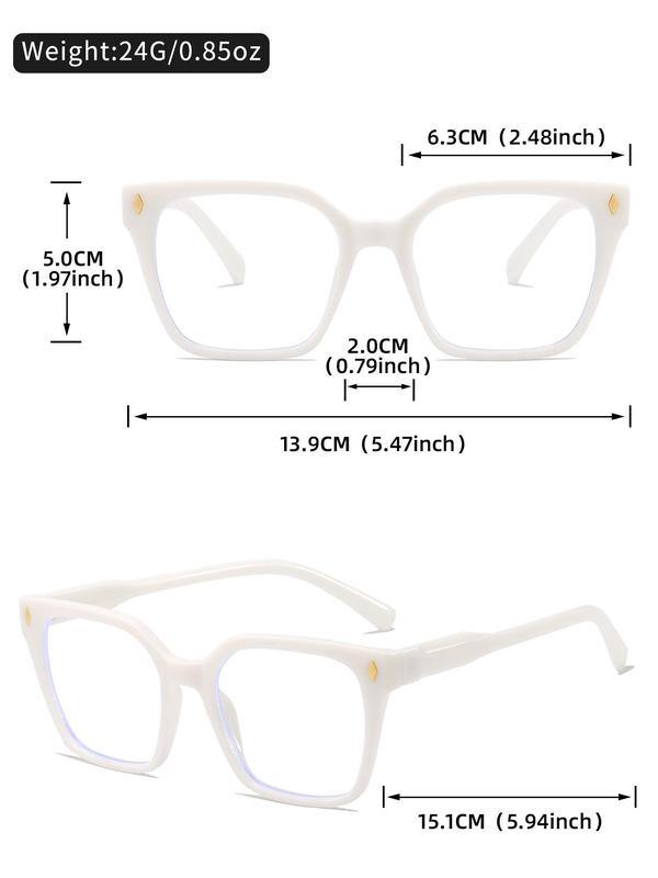 Unisex Vintage Square Frame Eyeglasses, Trendy Casual Eyeglasses for Everyday Use, Fashion Accessories for Outdoor Activities