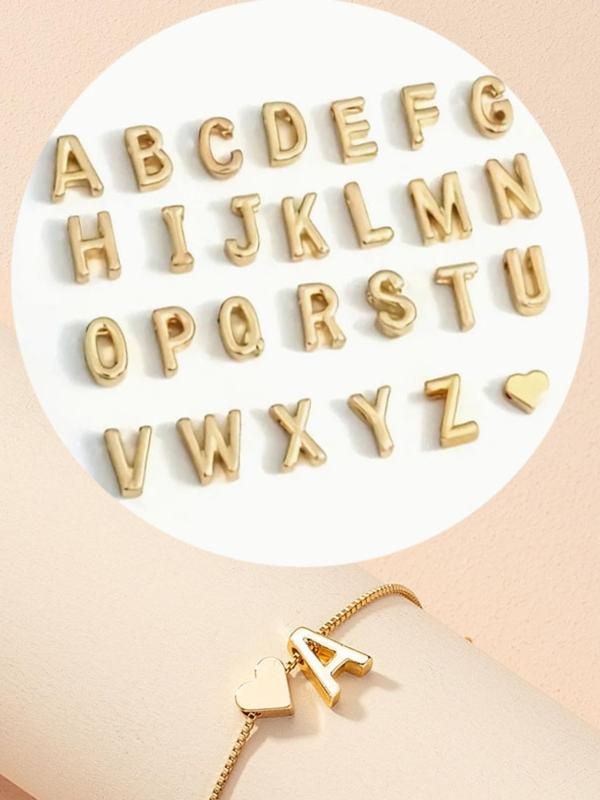 Fashion Alphabet & Heart Charm Link Bracelet, Fashion Jewelry for Party, Daily Clothing Decor, Trendy All-match & Exquisite Jewelry for Birthday Gift