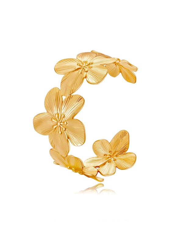 Fashion Flower Design Cuff Bangle, Bracelet for Women & Girls, Vintage Jewelry, New Fashion Jewelry for Party, Daily Clothing Decor, Trendy All-match & Exquisite Jewelry As Gift