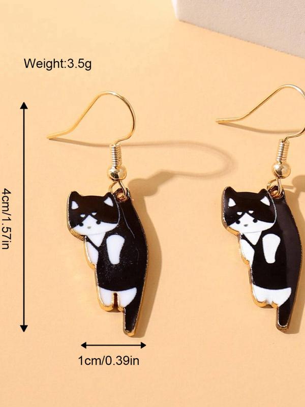 Cute Cat Design Dangle Earrings, Casual All-match Animal Design Jewelry for Girls Gift, Female Classic Fashion Accessories for Daily Wear