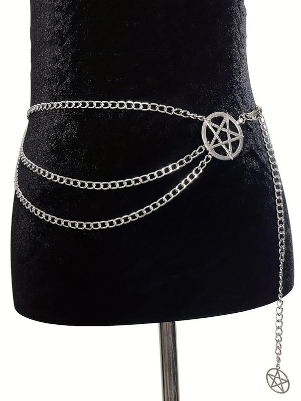 Hollow Out Star Design Chain Belt, Y2k Style Layered Waist Chain, Elegant Clothes Accessories for Women