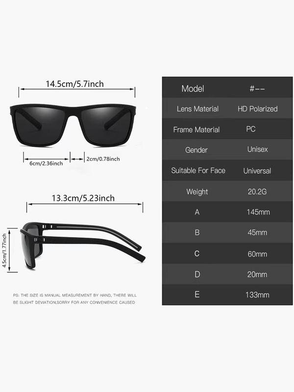 Unisex Simple Style UV Protection Sunglasses, Trendy Casual Polarized Sunglasses for Everyday Use, Fashion Accessories for Outdoor Activities