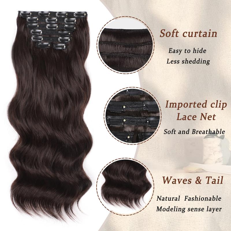 Vigorous Hair Extensions 7PCS & 6PCS Clip in Hair Extensions Soft and Natural Synthetic Hair Pieces for Thinning Hair Women