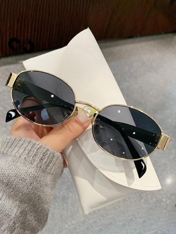 Vintage Oval Frame Sunglasses, Trendy Casual Sunglasses for Women and Men, Fashion Accessories for Everyday Use and Outdoor Activities