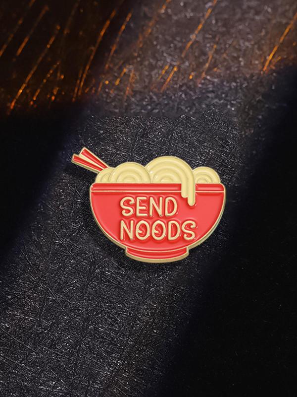 Simple Noodles Design Pin Brooch,  Cartoon Noodle Lover Design Brooch, Cute Fashion Alloy Badge for Daily Vacation Holiday Party for Women & Men for Gift