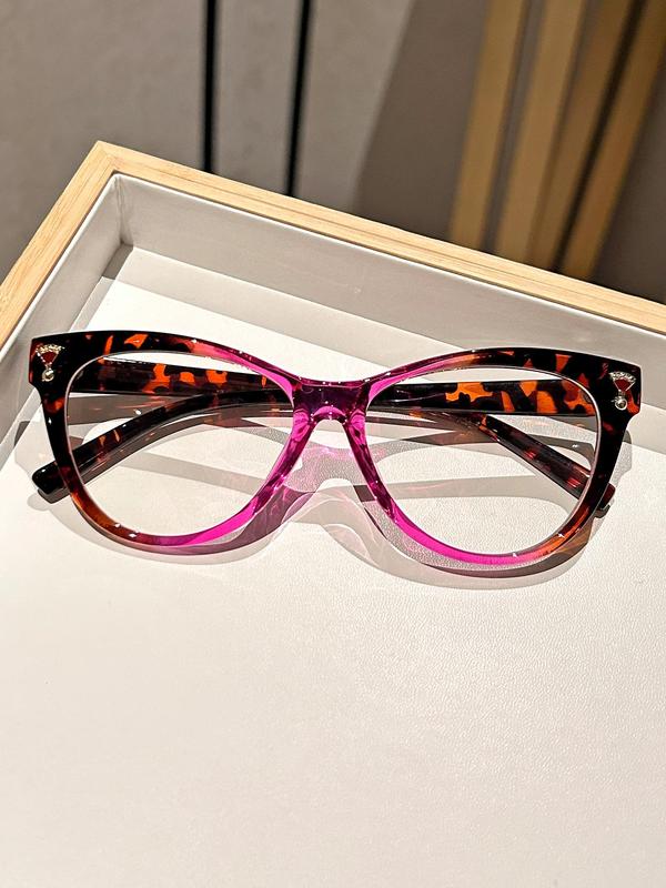 Simple Eyeglasses for Everyday Use, Leopard Pattern Cat Eye Frame Basic Eyeglasses, Fashion Eyewear for Men & Women, Perfect for Student Daily Use