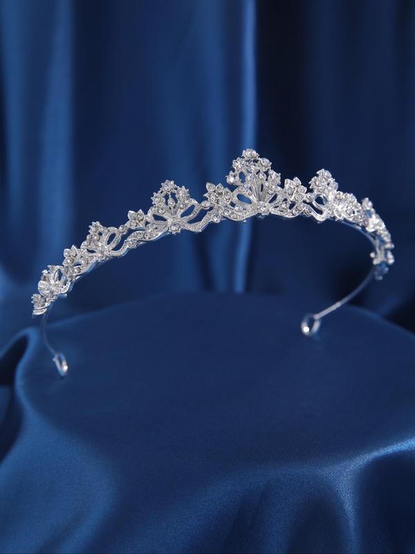 Zinc Alloy Rhinestone Decor Bridal Headwear, 2024 New Style Crown Design Headbands Suitable for Parties, Birthdays, Wedding Occasions for Women Girls