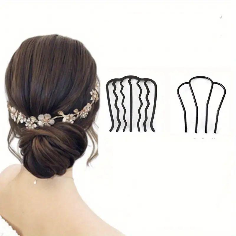 Simple U-shaped Hair Clips, 8 Counts set French Wave Hair Side Combs, Hair Styling Tools For Women & Girls