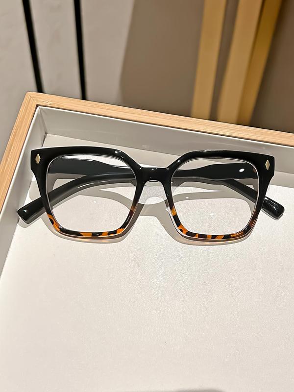 Unisex Vintage Square Frame Eyeglasses, Trendy Casual Eyeglasses for Everyday Use, Fashion Accessories for Outdoor Activities