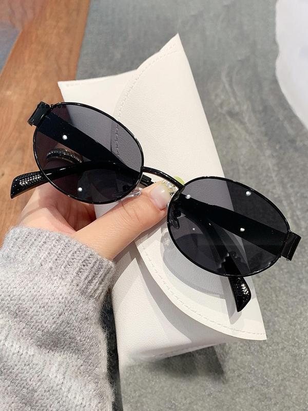 Vintage Oval Frame Sunglasses, Trendy Casual Sunglasses for Women and Men, Fashion Accessories for Everyday Use and Outdoor Activities