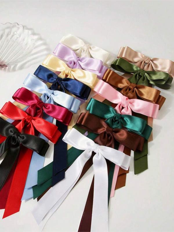 Random Color Bow Decor Hair Clip, 2024 New Style Cute Hair Accessories for Women & Girls, Minimalist Headwear Suitable for Thick Hair Hairstyles Ideas