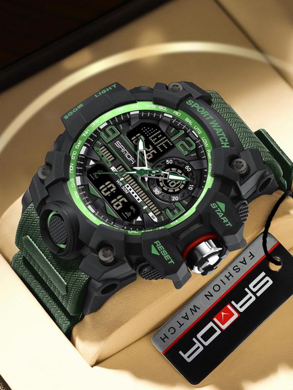 Men's Sportive Analog-digital Quartz Watch, Fashionable Waterproof Watch with Luminous & Alarm & Calendar Function, Waterproof Multifunctional Watch with Box