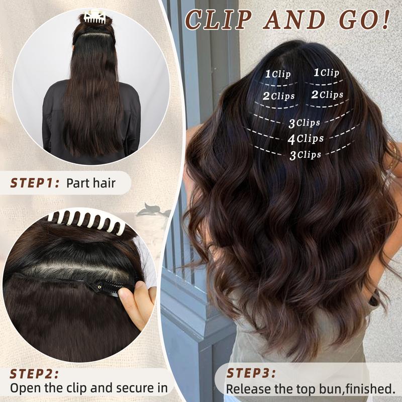 Vigorous Hair Extensions 7PCS & 6PCS Clip in Hair Extensions Soft and Natural Synthetic Hair Pieces for Thinning Hair Women