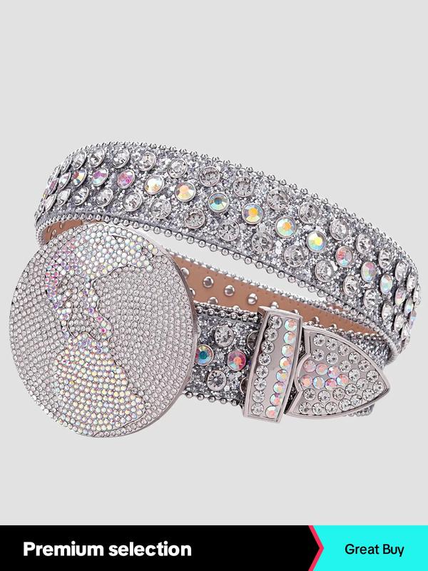 Rhinestone Decorated Bb Belt, Fashion Designer Belt for Women & Men, Trendy All-match & Exquisite Clothes Accessories for Daily & Party Clothing Decoration