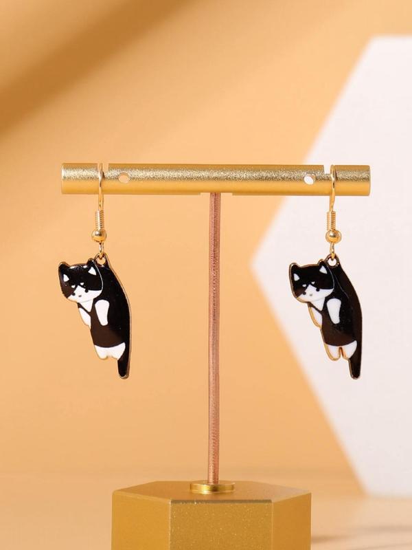 Cute Cat Design Dangle Earrings, Casual All-match Animal Design Jewelry for Girls Gift, Female Classic Fashion Accessories for Daily Wear