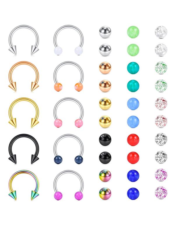 Nose Ring & Replacement Ball, Stainless Steel Nose Ring & Ball, Body Jewelry for Women & Men, Trendy All-match & Exquisite Jewelry for Birthday Gift