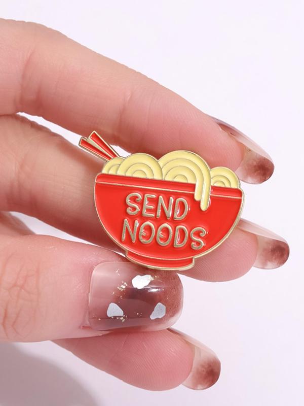 Simple Noodles Design Pin Brooch,  Cartoon Noodle Lover Design Brooch, Cute Fashion Alloy Badge for Daily Vacation Holiday Party for Women & Men for Gift