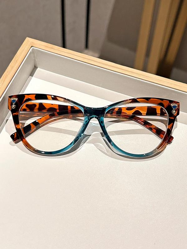 Simple Eyeglasses for Everyday Use, Leopard Pattern Cat Eye Frame Basic Eyeglasses, Fashion Eyewear for Men & Women, Perfect for Student Daily Use