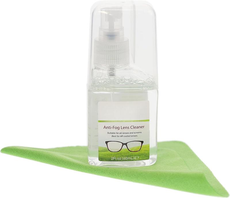 Anti-Fog Lens Cleaning Spray Kit l Cleaning Spray and Microfiber Cloth for Glasses, Laptops Screens,  Phones, Optical Lens, Goggles, Watch Screen and More l Defogging and Cleaning l 2oz