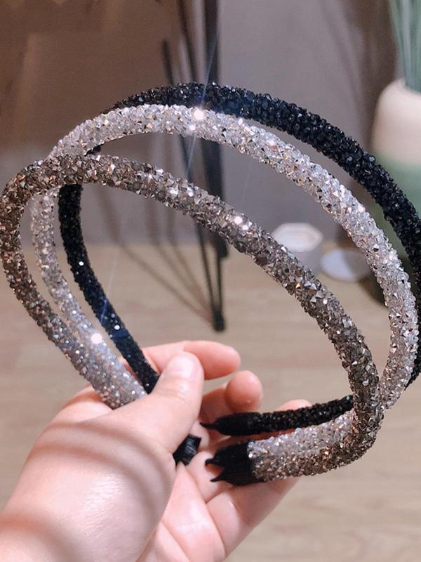 Rhinestone Decorated Thin Edge Headband, Elegant Hair Hoop for Women & Girls, Fashion Hair Accessories for Party, Daily Clothing Decor