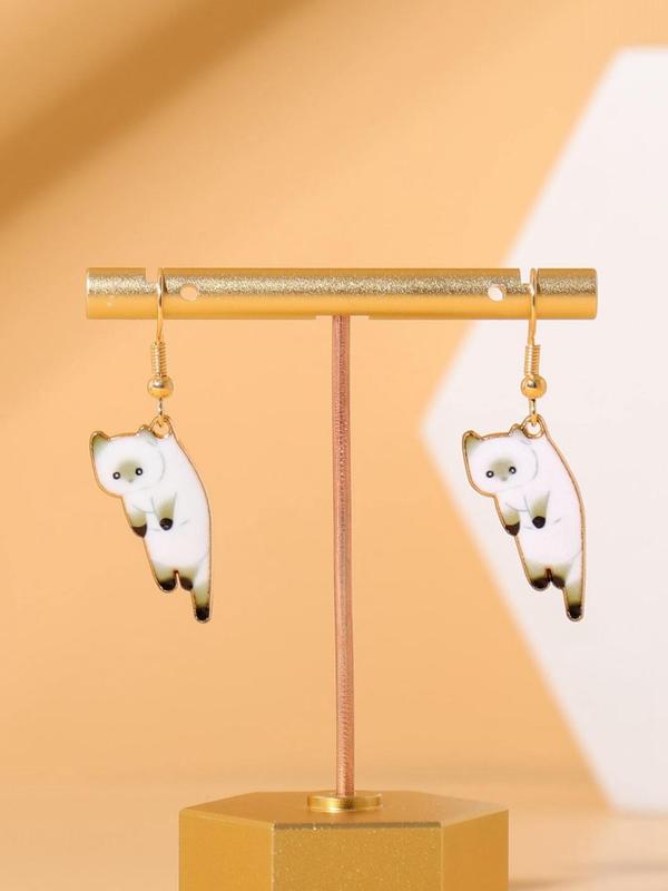 Cute Cat Design Dangle Earrings, Casual All-match Animal Design Jewelry for Girls Gift, Female Classic Fashion Accessories for Daily Wear