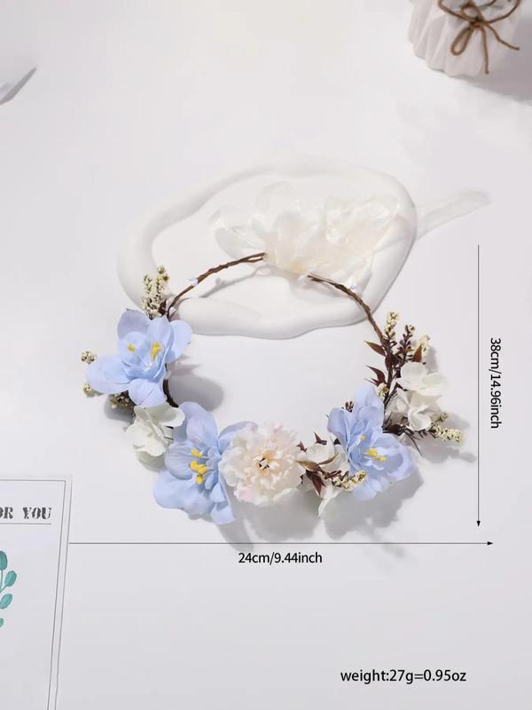 Elegant Floral Headwear for Hairstyle Decor for Girlfriend, Boho Style Flower Decorated Hair Hoop for Wedding Bridal Party, Fashionable Hair Accessories for Women & Girls