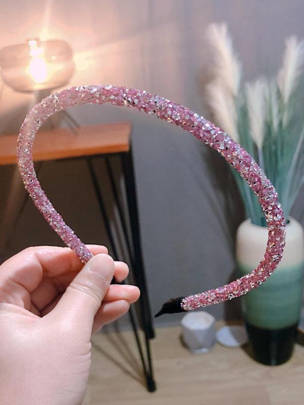 Rhinestone Decorated Thin Edge Headband, Elegant Hair Hoop for Women & Girls, Fashion Hair Accessories for Party, Daily Clothing Decor