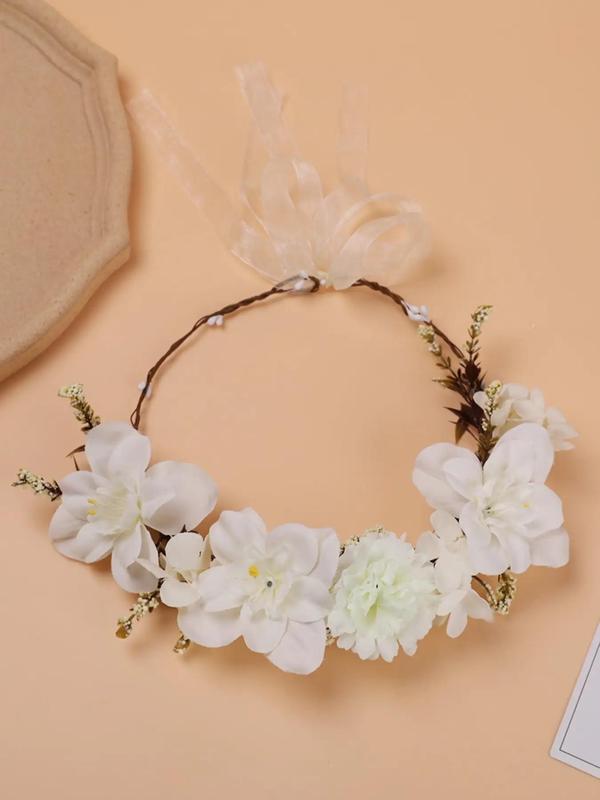 Elegant Floral Headwear for Hairstyle Decor for Girlfriend, Boho Style Flower Decorated Hair Hoop for Wedding Bridal Party, Fashionable Hair Accessories for Women & Girls