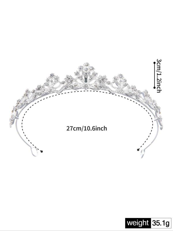 Zinc Alloy Rhinestone Decor Bridal Headwear, 2024 New Style Crown Design Headbands Suitable for Parties, Birthdays, Wedding Occasions for Women Girls