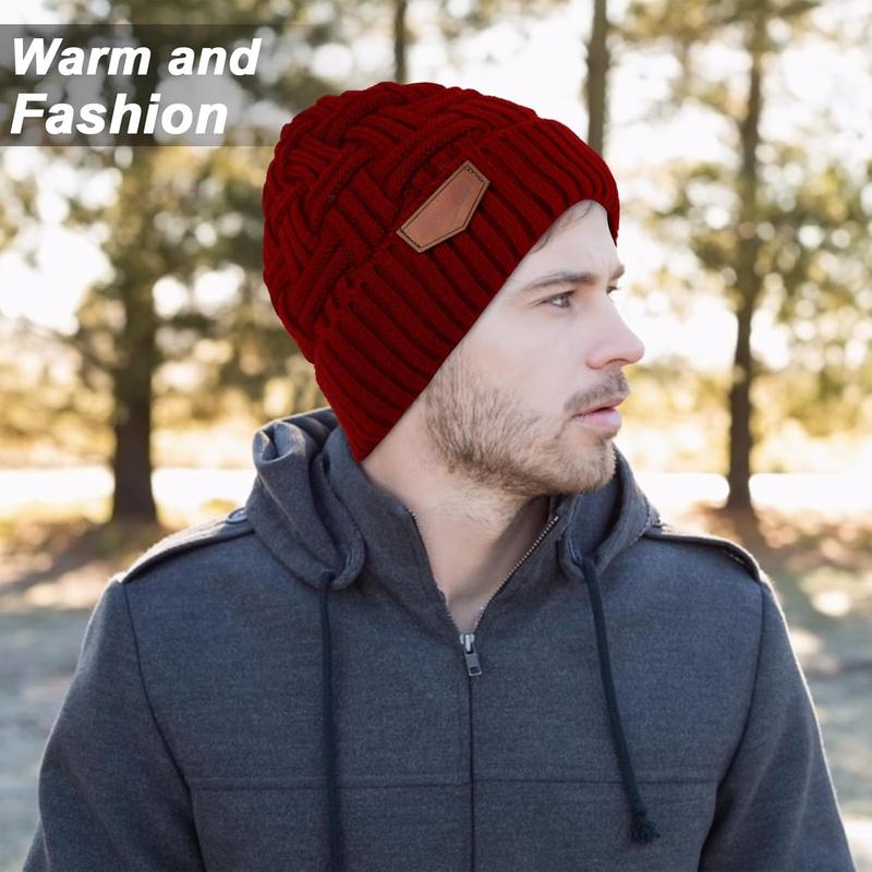 3-Pieces Winter Beanie Hat Scarf and Touch Screen Gloves Set Warm Knit Skull Cap for Men Women