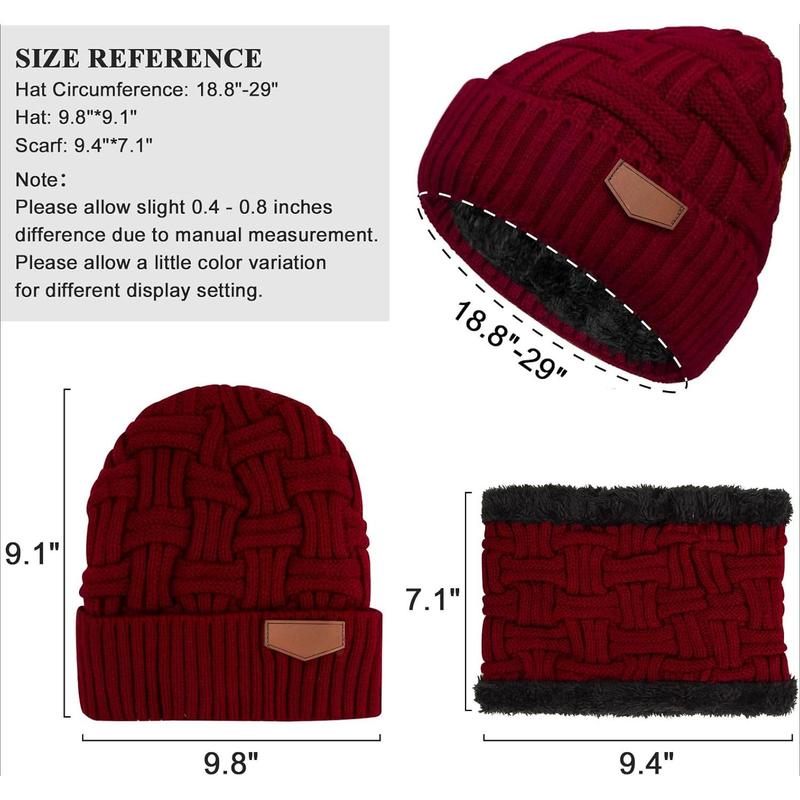 3-Pieces Winter Beanie Hat Scarf and Touch Screen Gloves Set Warm Knit Skull Cap for Men Women