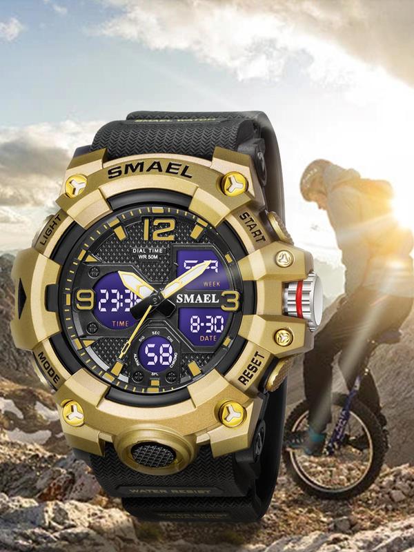 Men's Sporty Digital Analog Dual Display Watch With Box, Fashionable Digital Watch with Digital Display and Analog Hands, Waterproof Watch with Digital Timekeeping, Perfect for Men, Gifts for Men