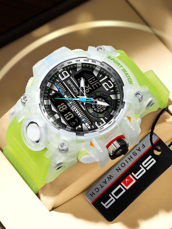 Men's Sportive Analog-digital Quartz Watch, Fashionable Waterproof Watch with Luminous & Alarm & Calendar Function, Waterproof Multifunctional Watch with Box