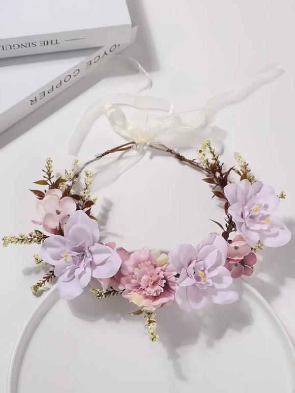 Elegant Floral Headwear for Hairstyle Decor for Girlfriend, Boho Style Flower Decorated Hair Hoop for Wedding Bridal Party, Fashionable Hair Accessories for Women & Girls