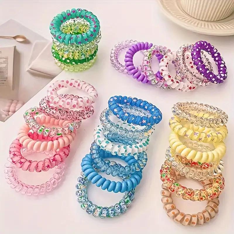 Colorful Coil Wire Hair Ties (30pcs), Elastic Hair Ties, Cute Hair Accessories For Women & Girls, Minimalist Headwear For Thick Hair