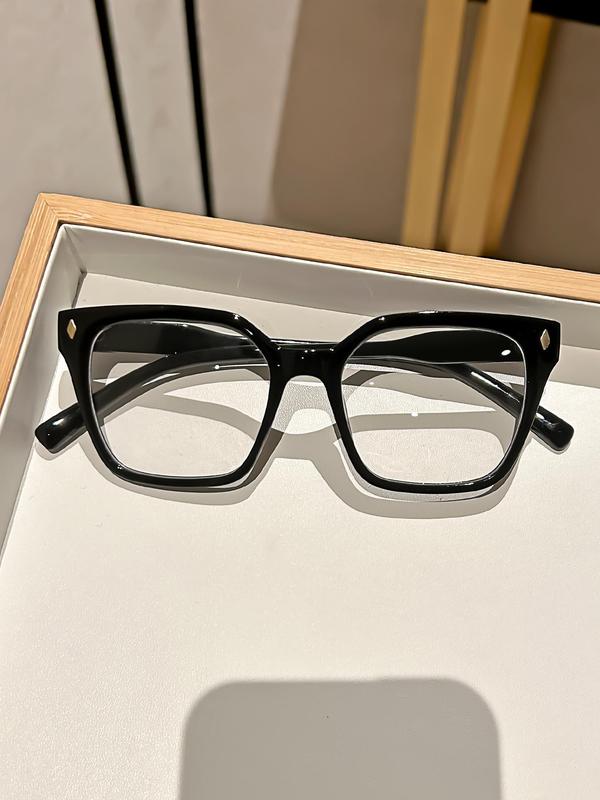 Unisex Vintage Square Frame Eyeglasses, Trendy Casual Eyeglasses for Everyday Use, Fashion Accessories for Outdoor Activities