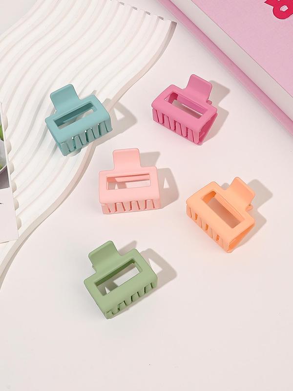 Solid Color Hair Claw (5pcs), Casual Versatile Claw Clip for Women & Girls, Elegant All-match Fashion Accessories for Daily & Party Decoration for Birthday Gifts