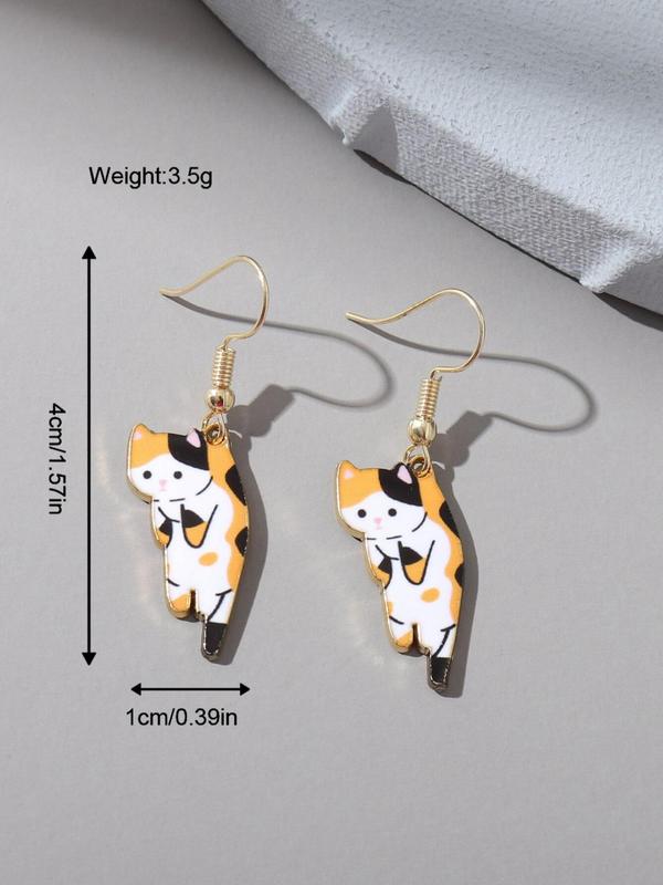 Cute Cat Design Dangle Earrings, Casual All-match Animal Design Jewelry for Girls Gift, Female Classic Fashion Accessories for Daily Wear