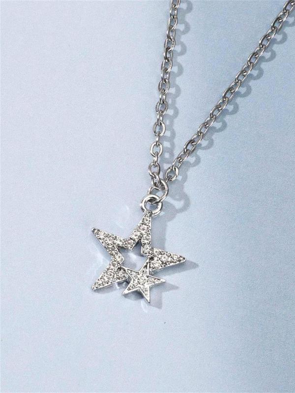 Rhinestone Star Decor Pendant Necklace for Women, Retro Jewelry for Party, Daily Clothing Decor, Summer Trendy All-match & Exquisite Jewelry for Birthday Gift