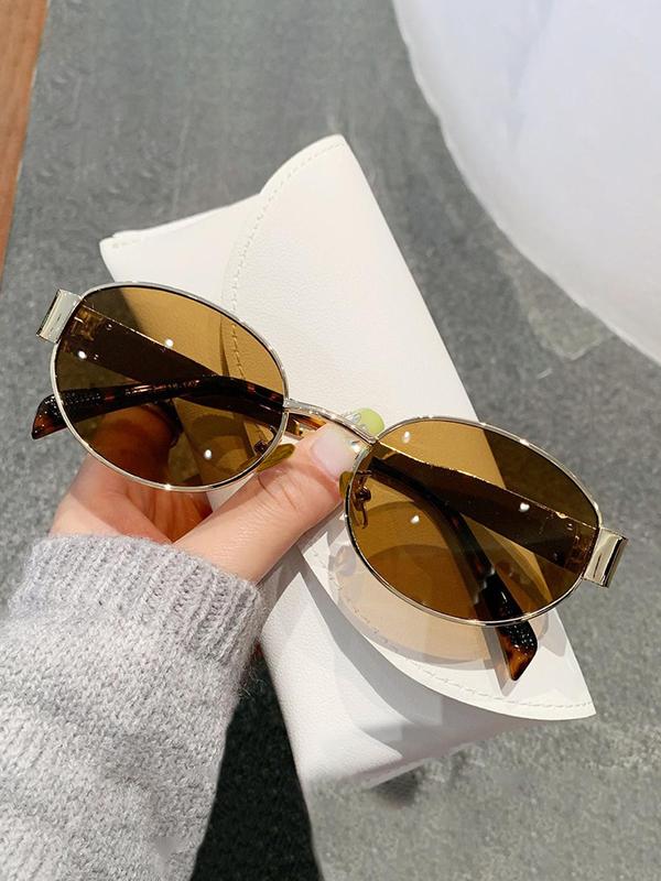 Vintage Oval Frame Sunglasses, Trendy Casual Sunglasses for Women and Men, Fashion Accessories for Everyday Use and Outdoor Activities