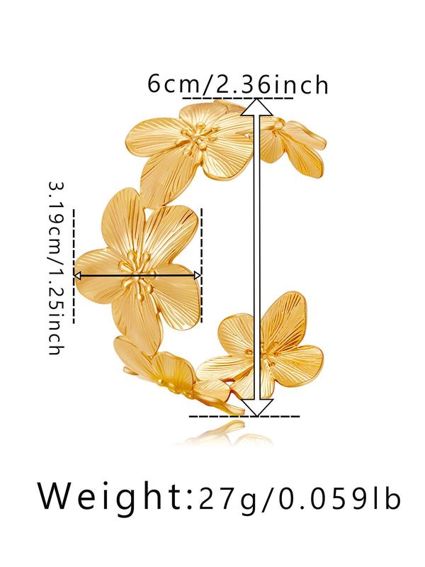 Fashion Flower Design Cuff Bangle, Bracelet for Women & Girls, Vintage Jewelry, New Fashion Jewelry for Party, Daily Clothing Decor, Trendy All-match & Exquisite Jewelry As Gift