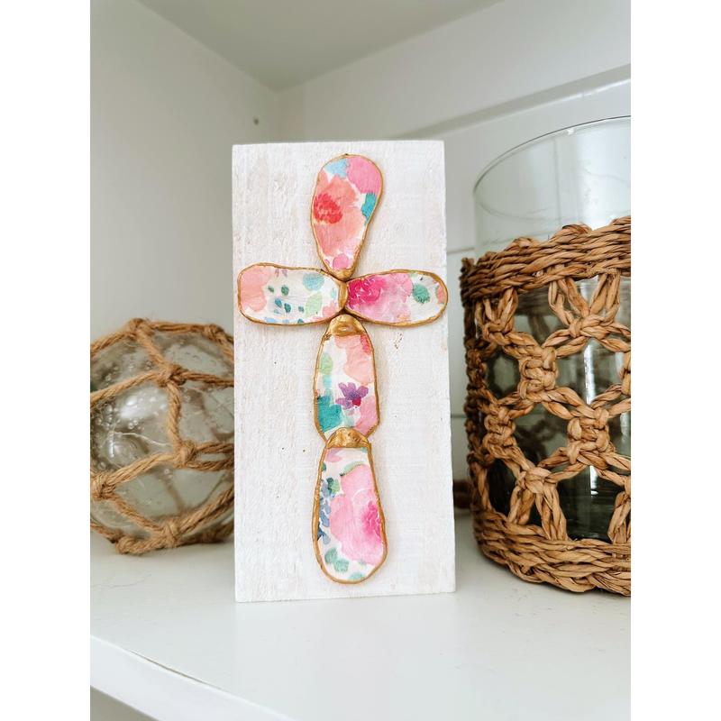 Medium Pink Floral Patterned Cross