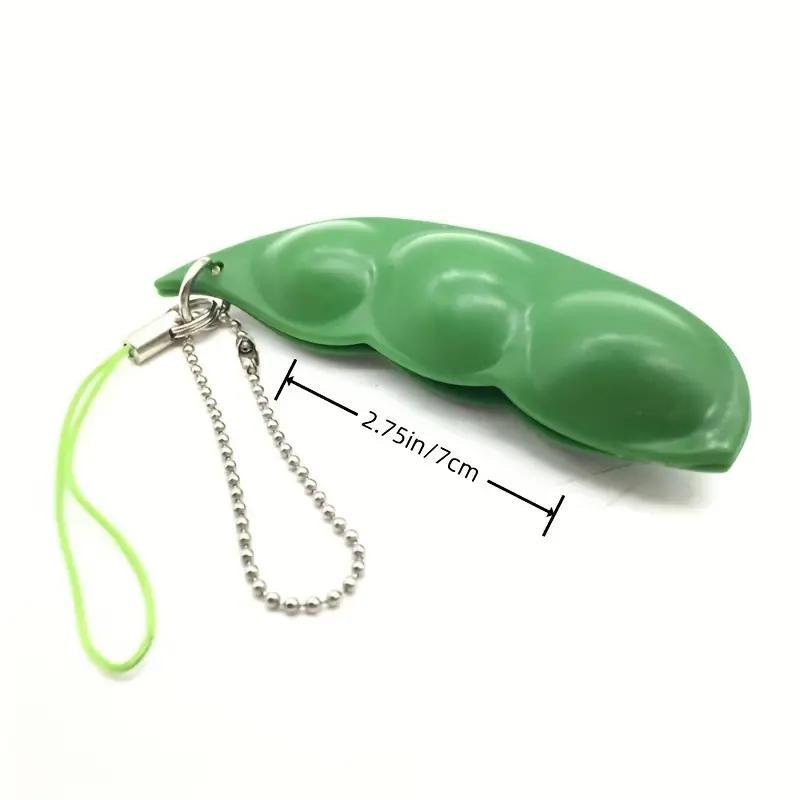 Cute Pea Design Keychain, Squeeze Toy with Key Ring, Stress Relief Toy, Car Keychain, Car Interior Decoration Accessories